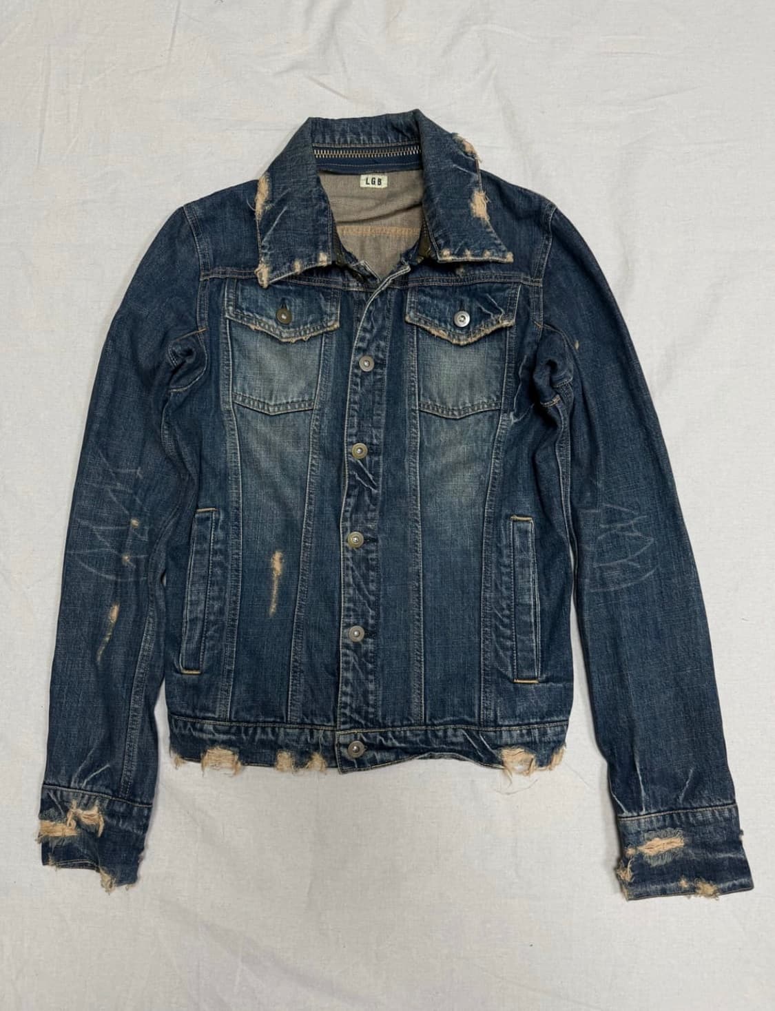 LGB 디스트로이드 지퍼 데님 자켓 상품이미지1