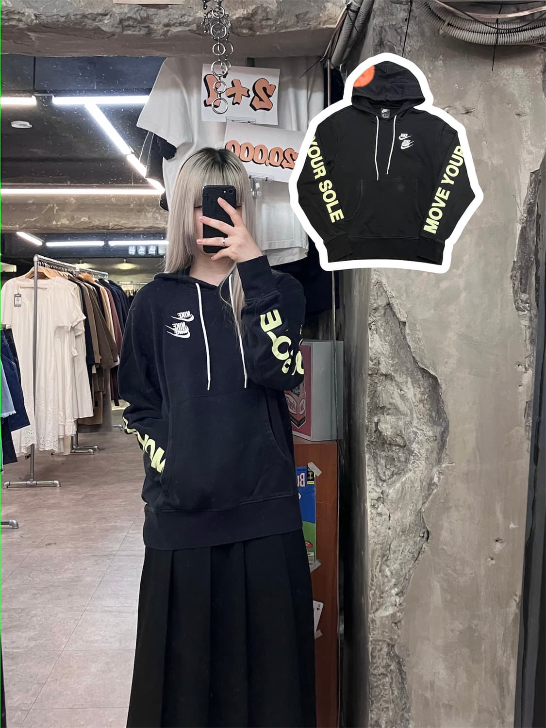 나이키 자수 로고 후드 블랙 M #csz3878  상품이미지1