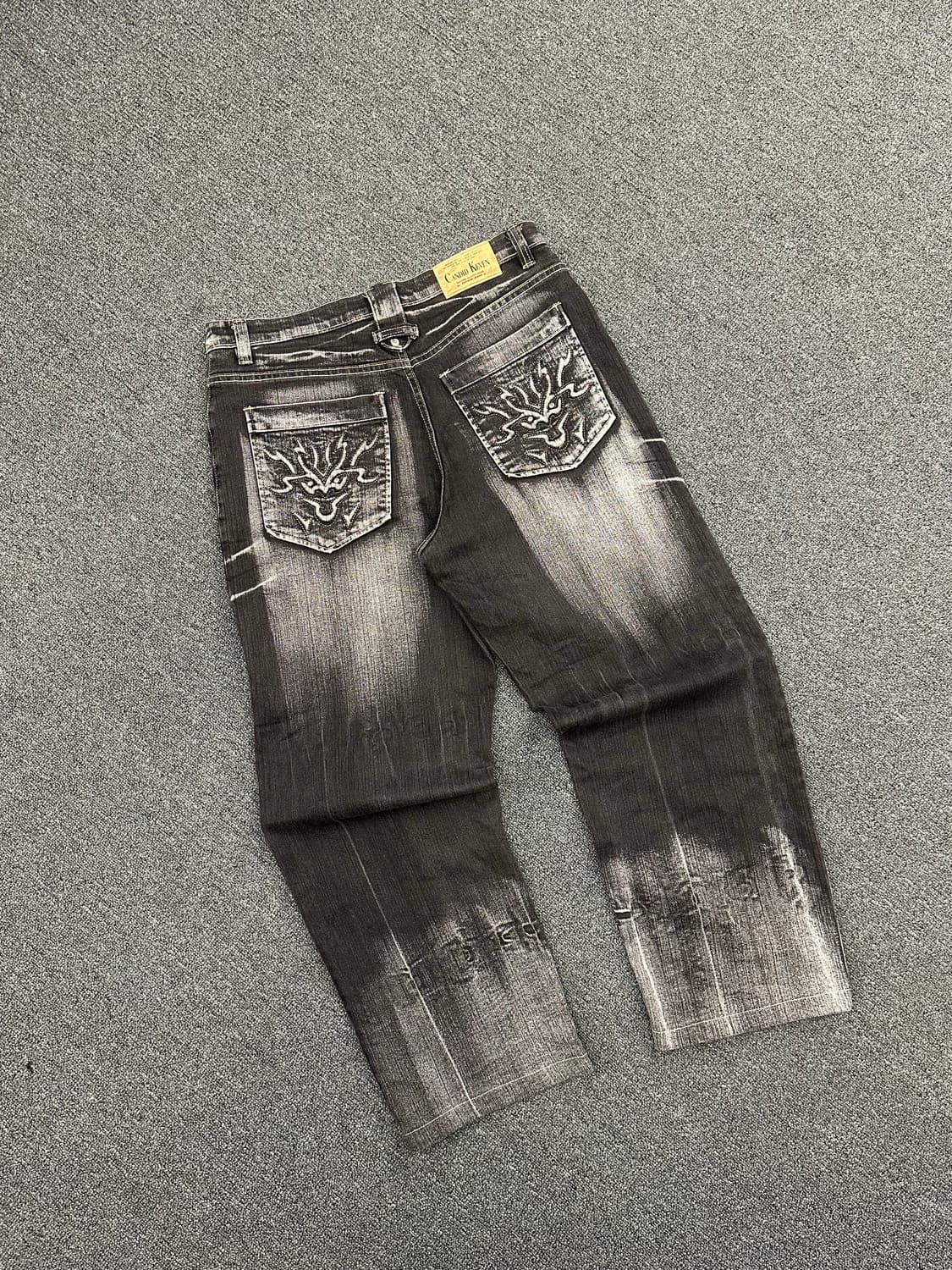 4L)Candid Keven 빈티지 포켓 드래곤 자수 흑청 힙합팬츠 상품이미지3