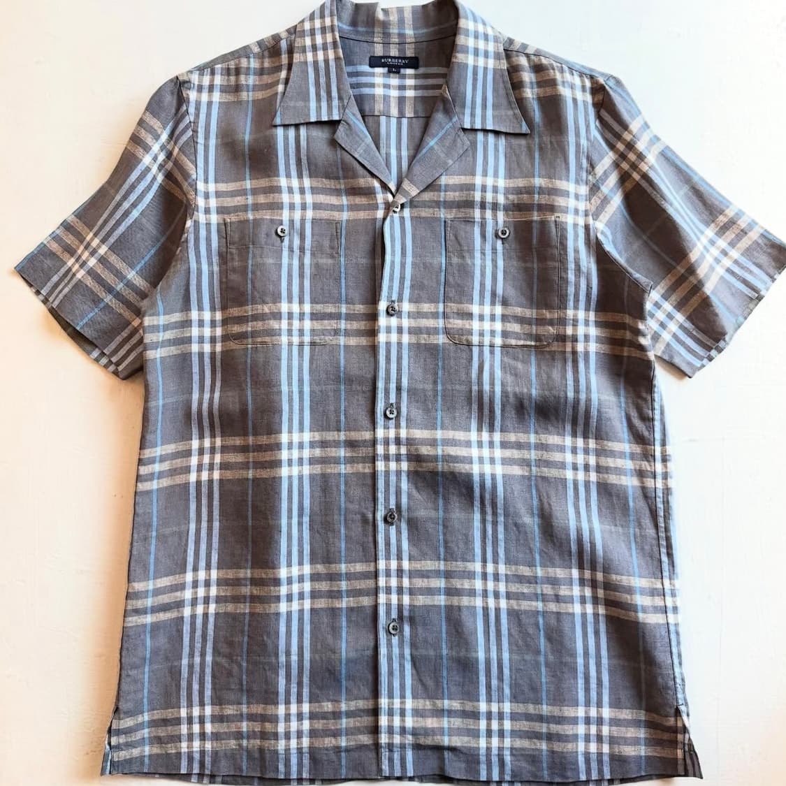 버버리 100% 린넨 노바 체크 셔츠 상품이미지1