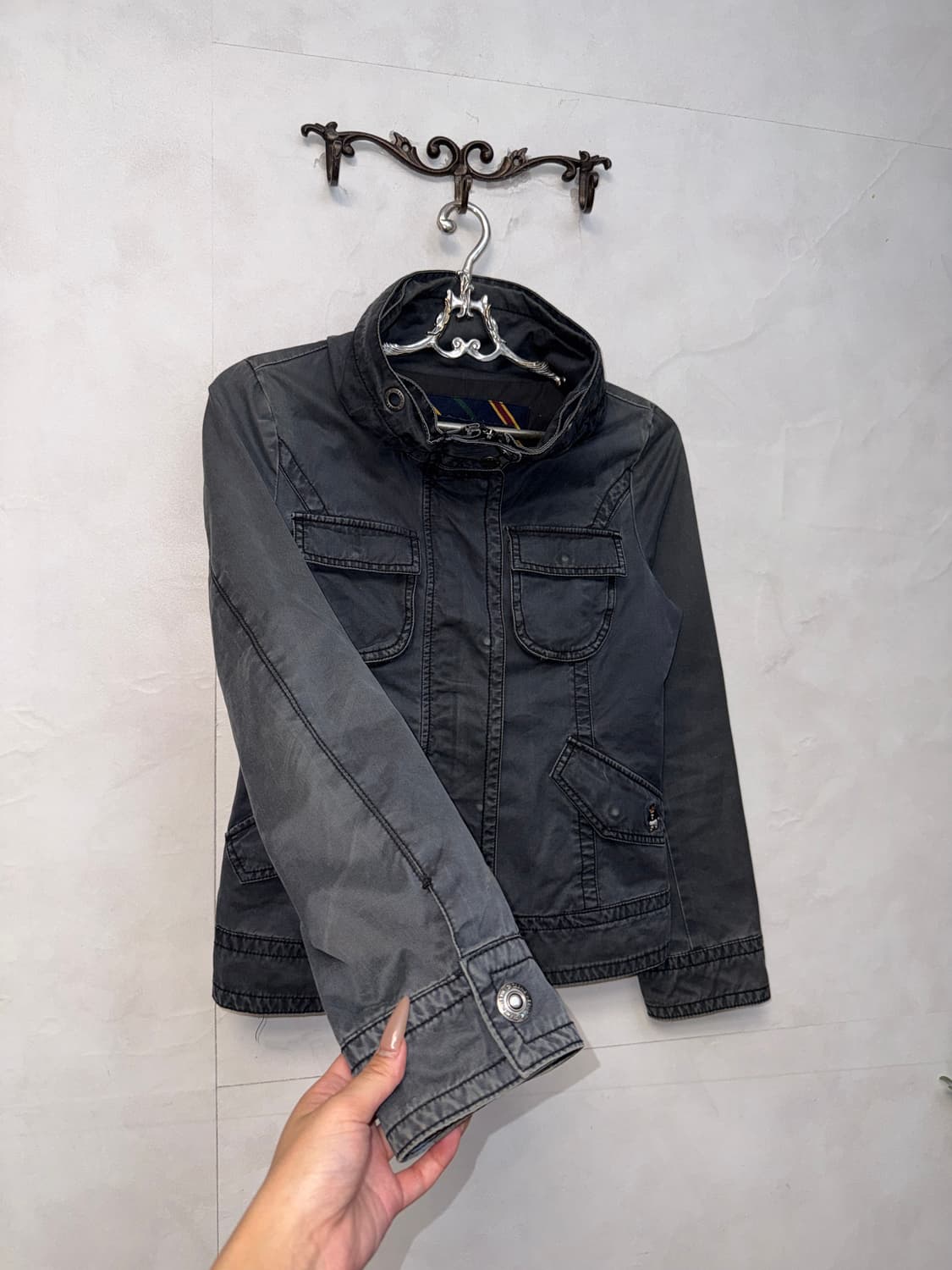 Washing black high neck back strap jk 상품이미지2