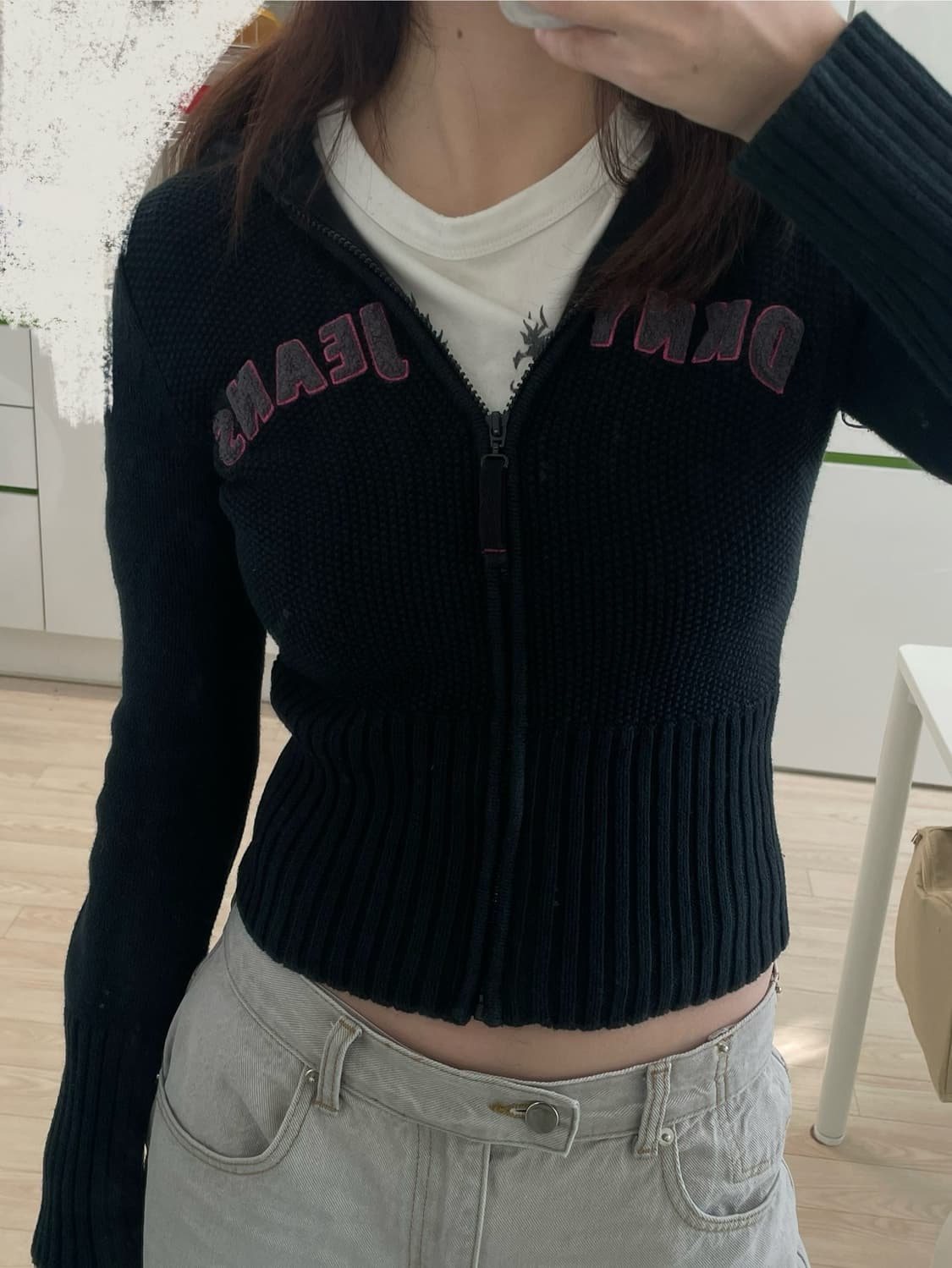 dkny jeans 하이틴 네이비 니트집업 상품이미지4