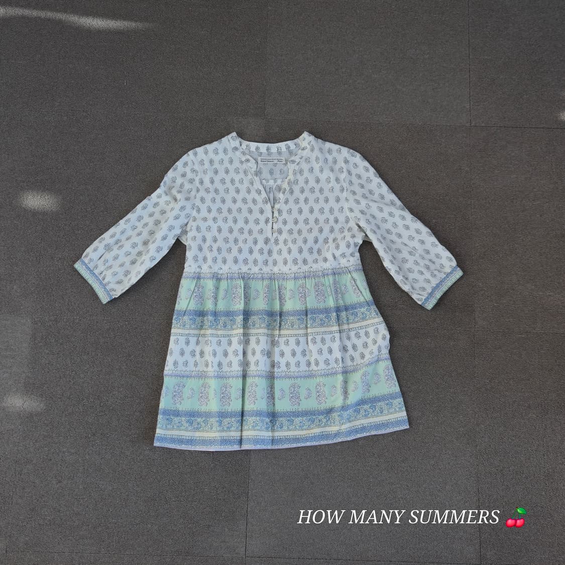 Honeysukle rose 화이트 블루/그린 패턴 블라우스 상품이미지1