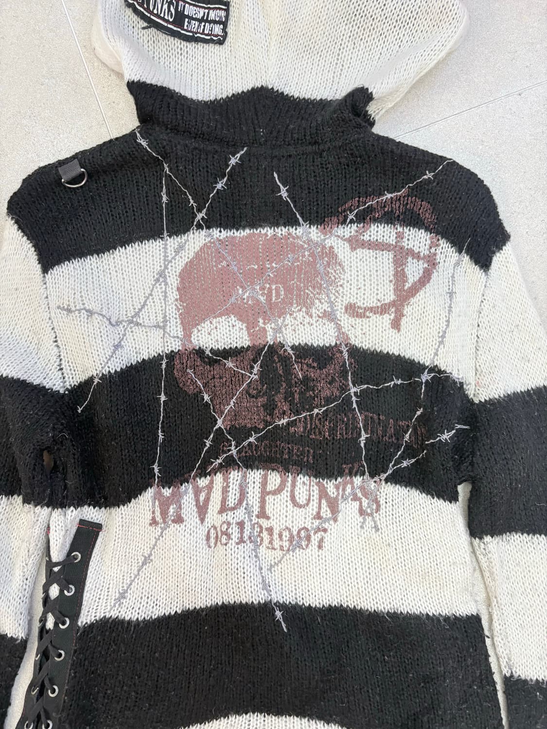 매드펑크 단가라 고양이 후드집업 상품이미지7