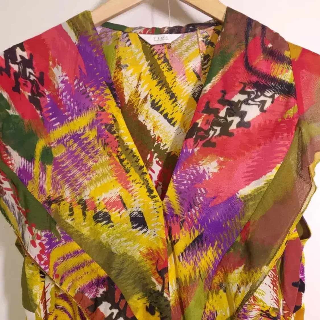 타임(TIME) 실크 100% 멀티 패턴 프릴 원피스 55 상품이미지7