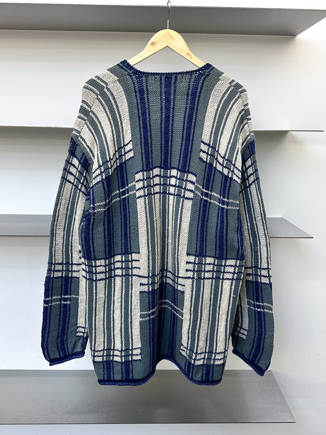 Assets London 플레이드 체크 리넨 집업 가디건 상품이미지3