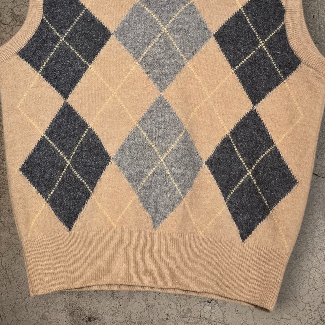 90s L.L.Bean 아가일 니트 조끼 램스울 상품이미지3