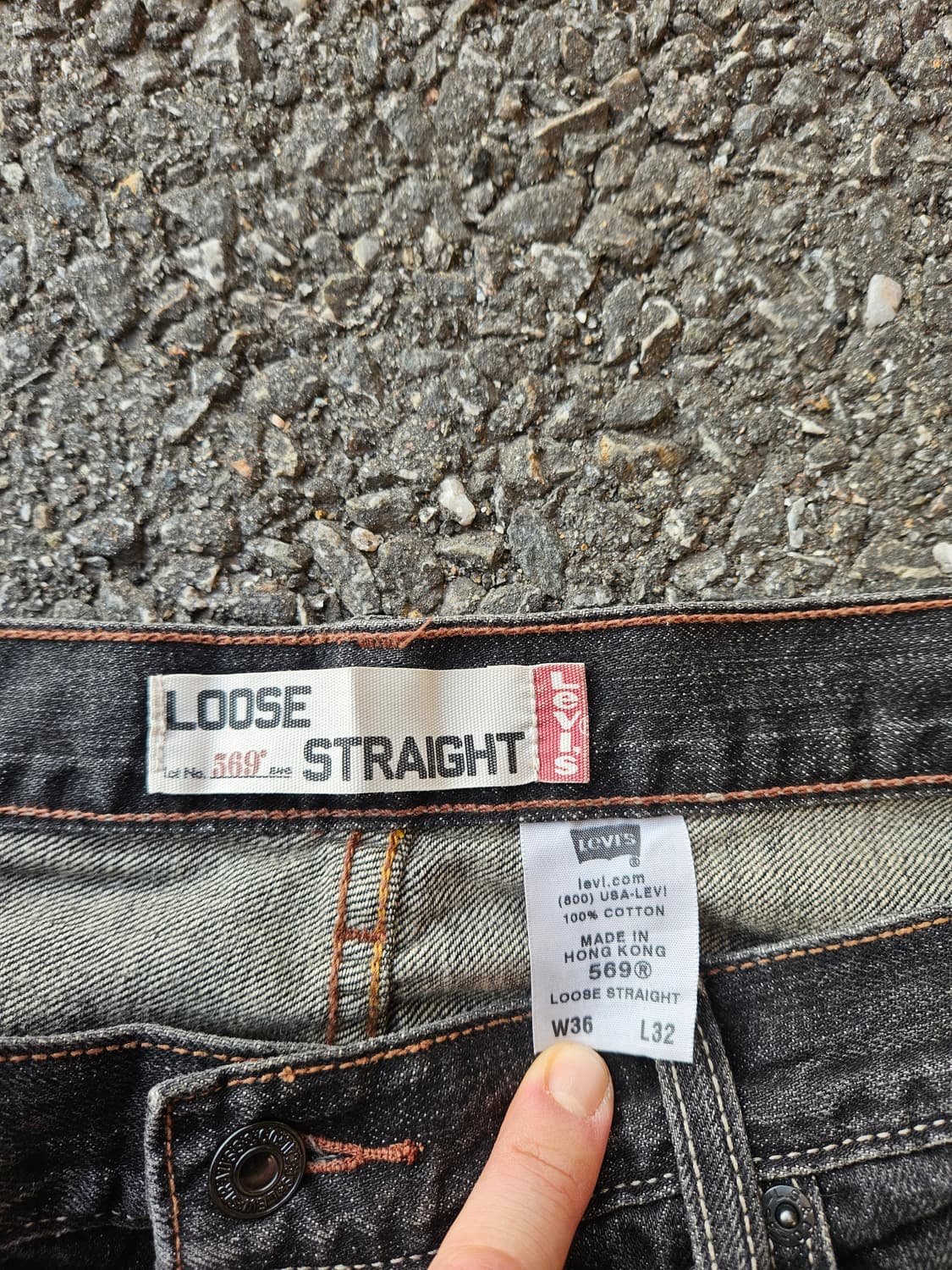 00’s 리바이스 569 흑청 데님 36/32 상품이미지4