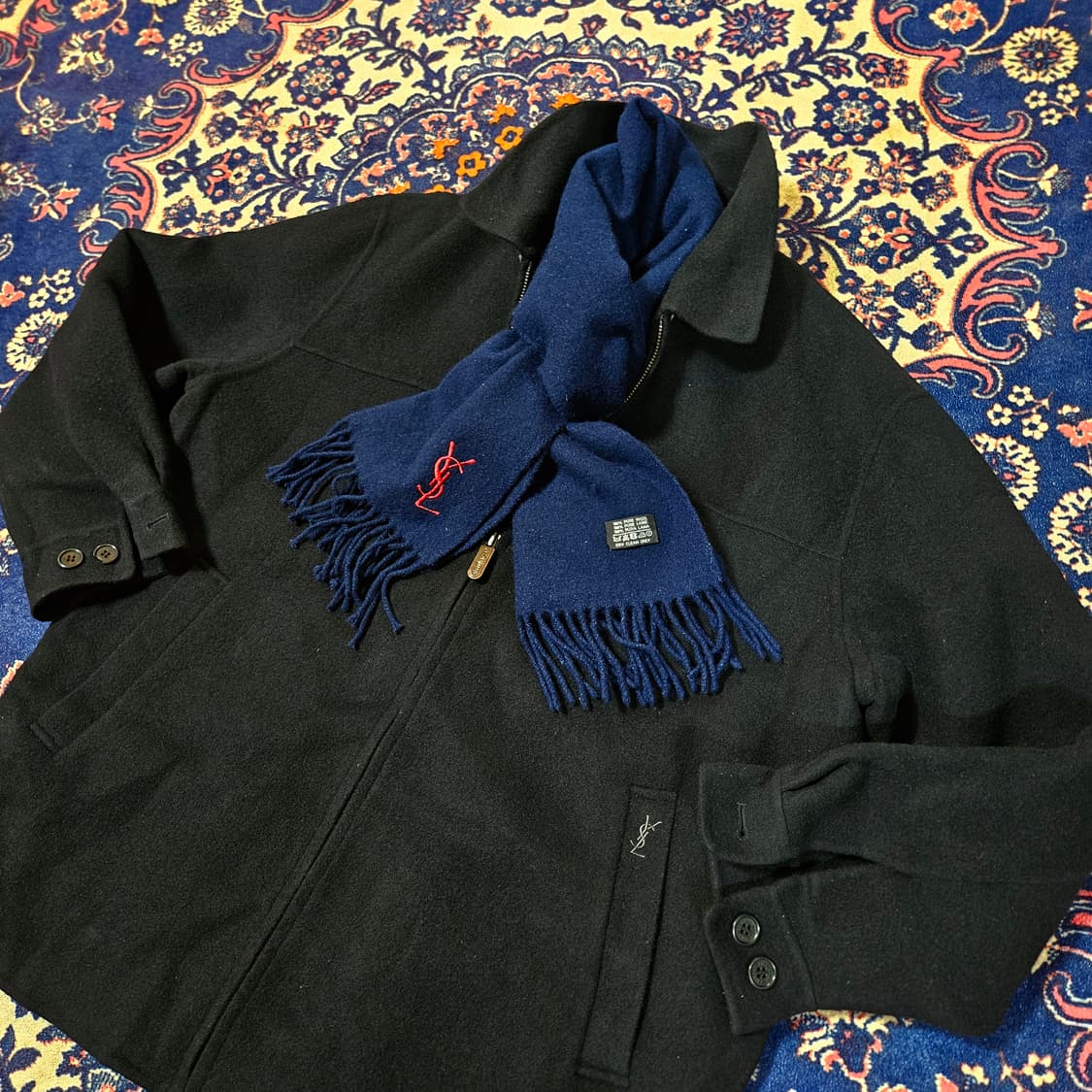 입생로랑(YSL) 라이센스 클래식 울 집업 블루종 숏 자켓  상품이미지1