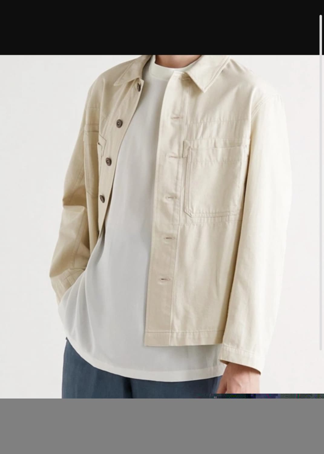 [새제품]52 르메르 자켓 데님 워크웨어 오버셔츠 내츄럴 크림 화이트 상품이미지1