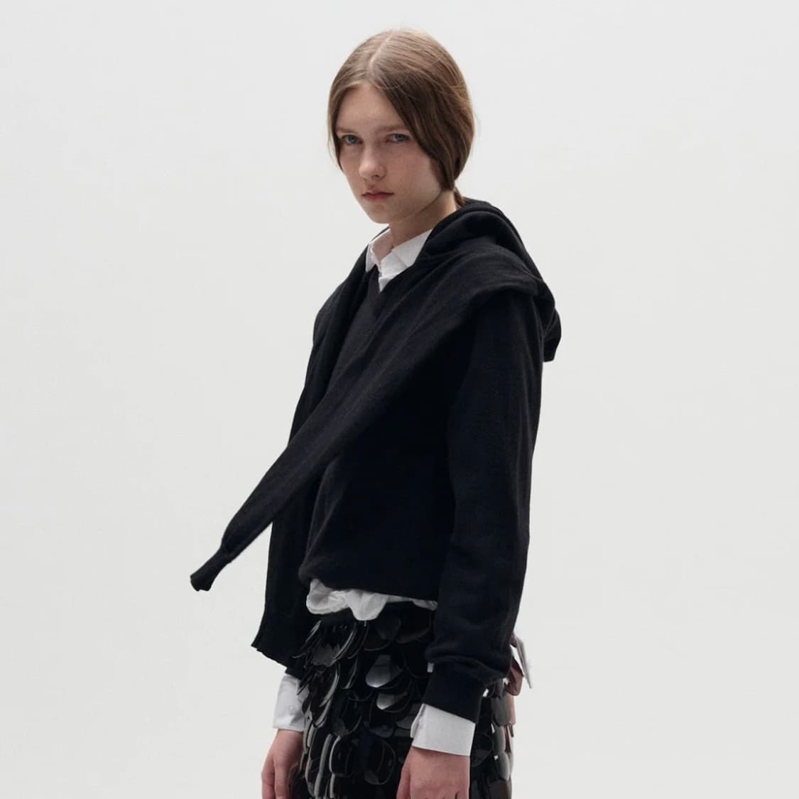 [S]호다코바 25fw 더블 후드 니트/블랙 상품이미지3