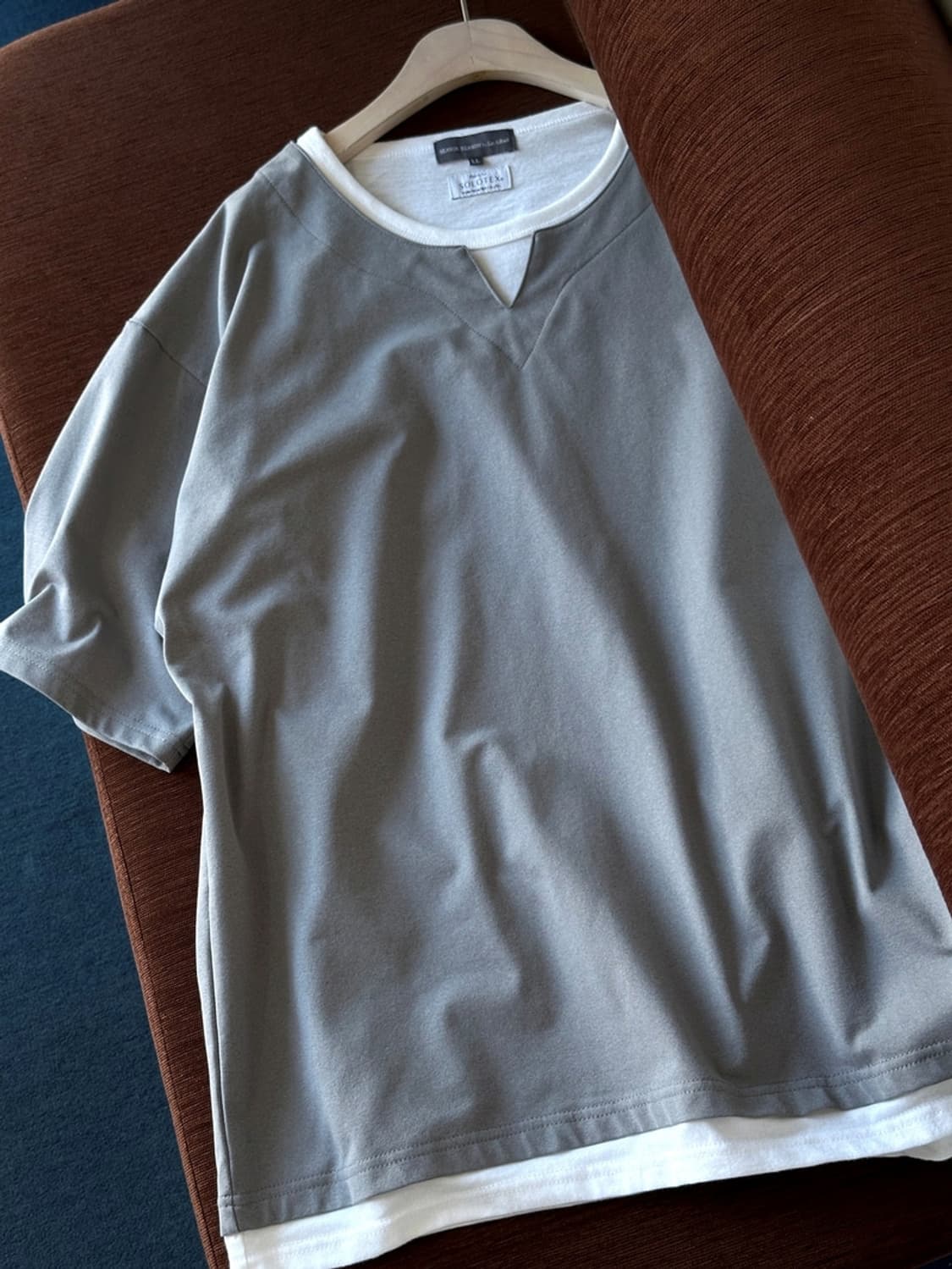 Fake layered neck H/S top 상품이미지4