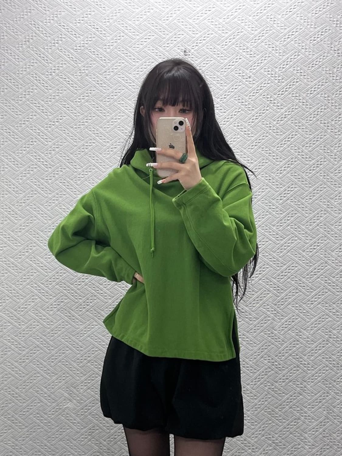 유니클로 U 르메르 오버핏 트임 잔디그린 후드티 S C10744 상품이미지1