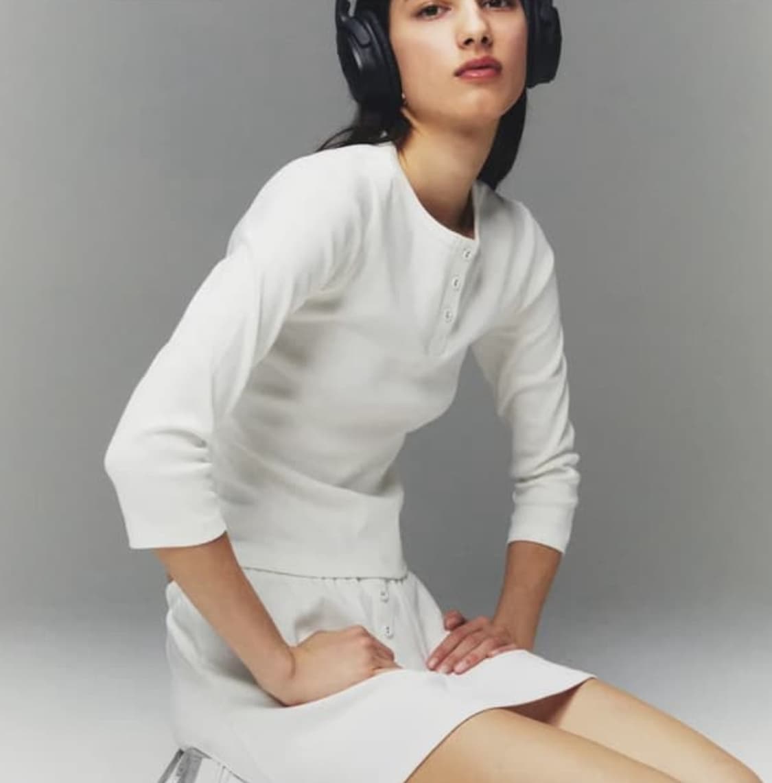 글로니 3/4 Button fly tee (white) 상품이미지1