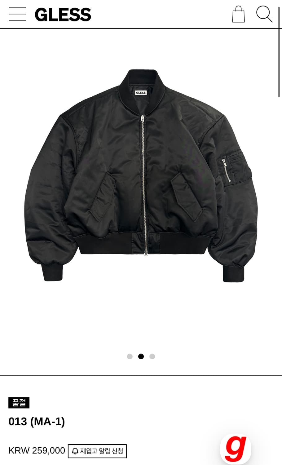 글레스 봄버 ma-1 블랙  상품이미지1