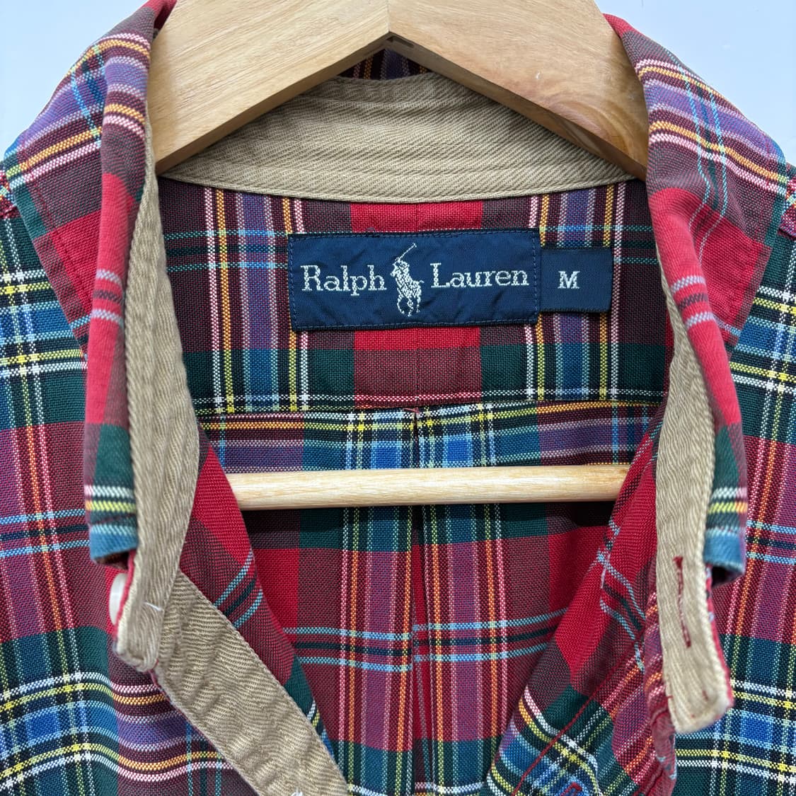 폴로 랄프로렌 레드 타탄 체크 셔츠 남M 상품이미지4