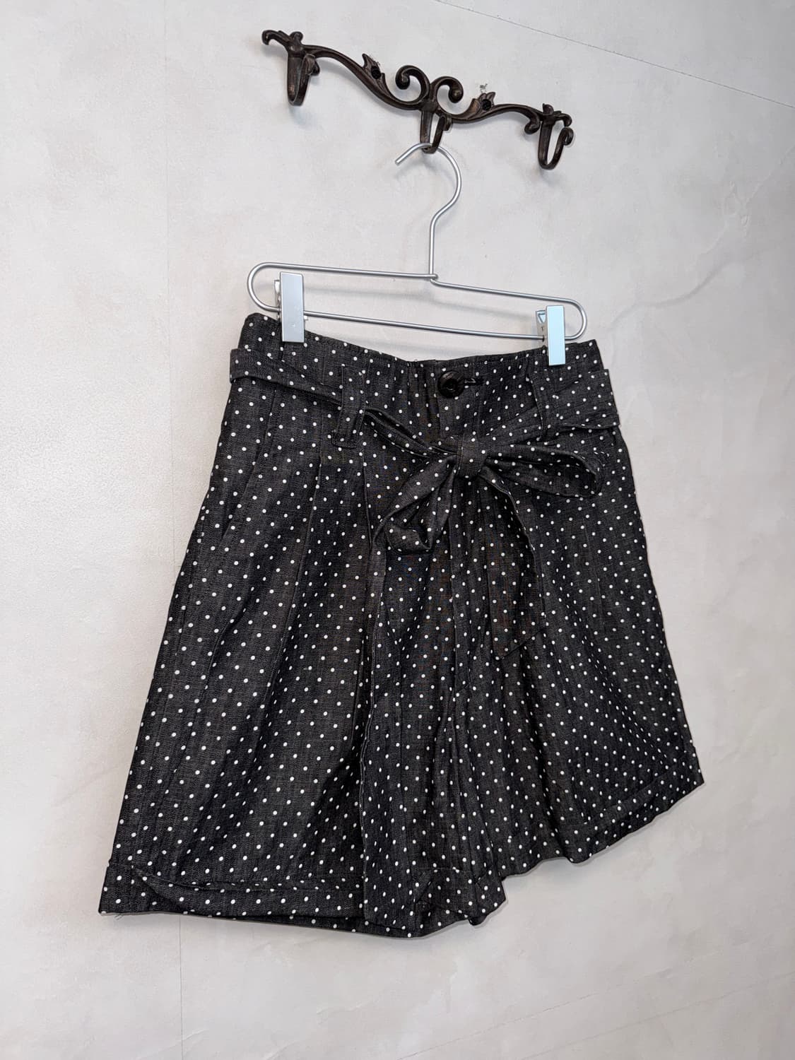 Black raw denim dot highwaist shorts  상품이미지2