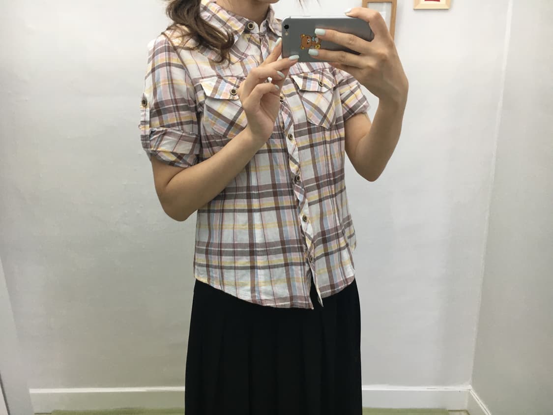 다채색 7부 체크 셔츠 상품이미지4
