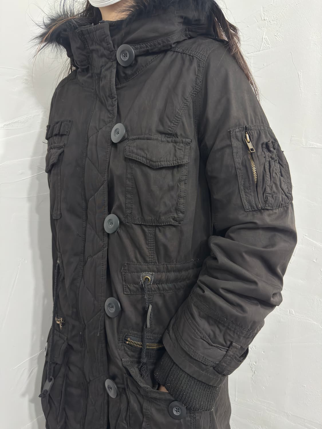 fur hood multi pocket jacket 상품이미지5