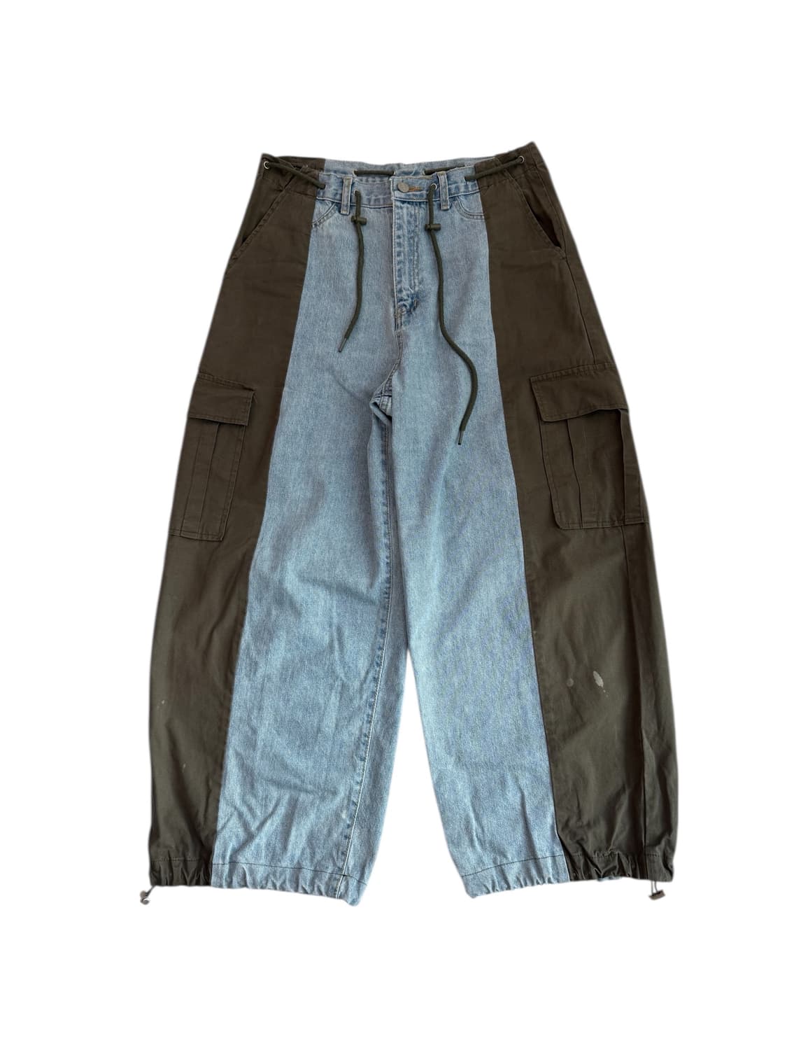 빈티지 리메이크 카키 데님 카고팬츠 상품이미지5