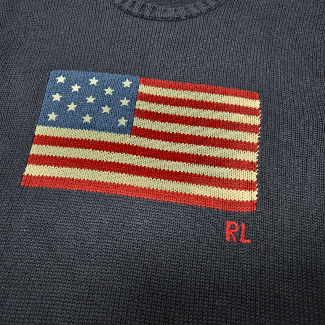 M 폴로랄프로렌 성조기 니트 네이비 made in usa 상품이미지2