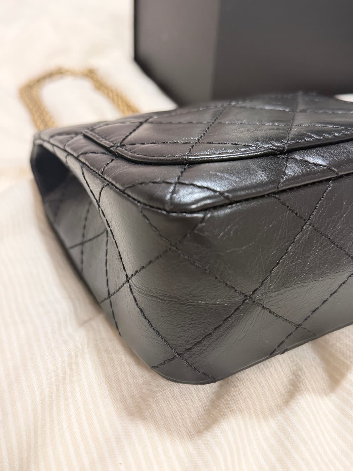 샤넬 빈티지미니 2.55 시즌백 세로 블랙 상품이미지5