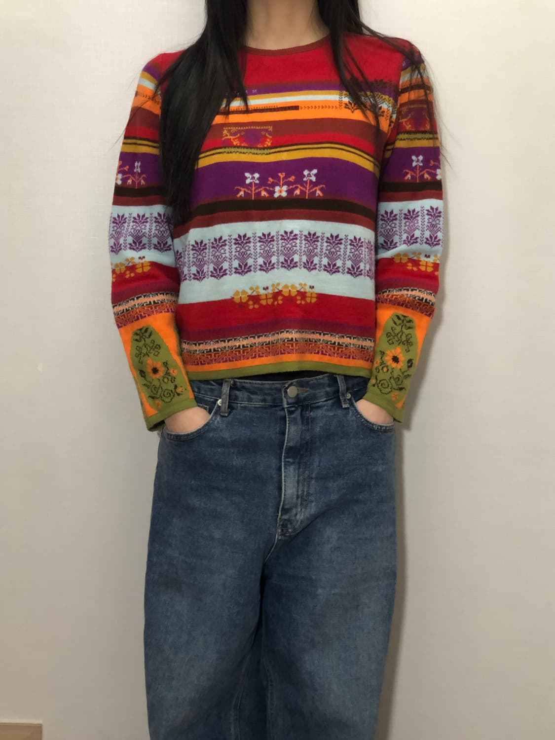 빈티지 레드 히피 니트 상품이미지5