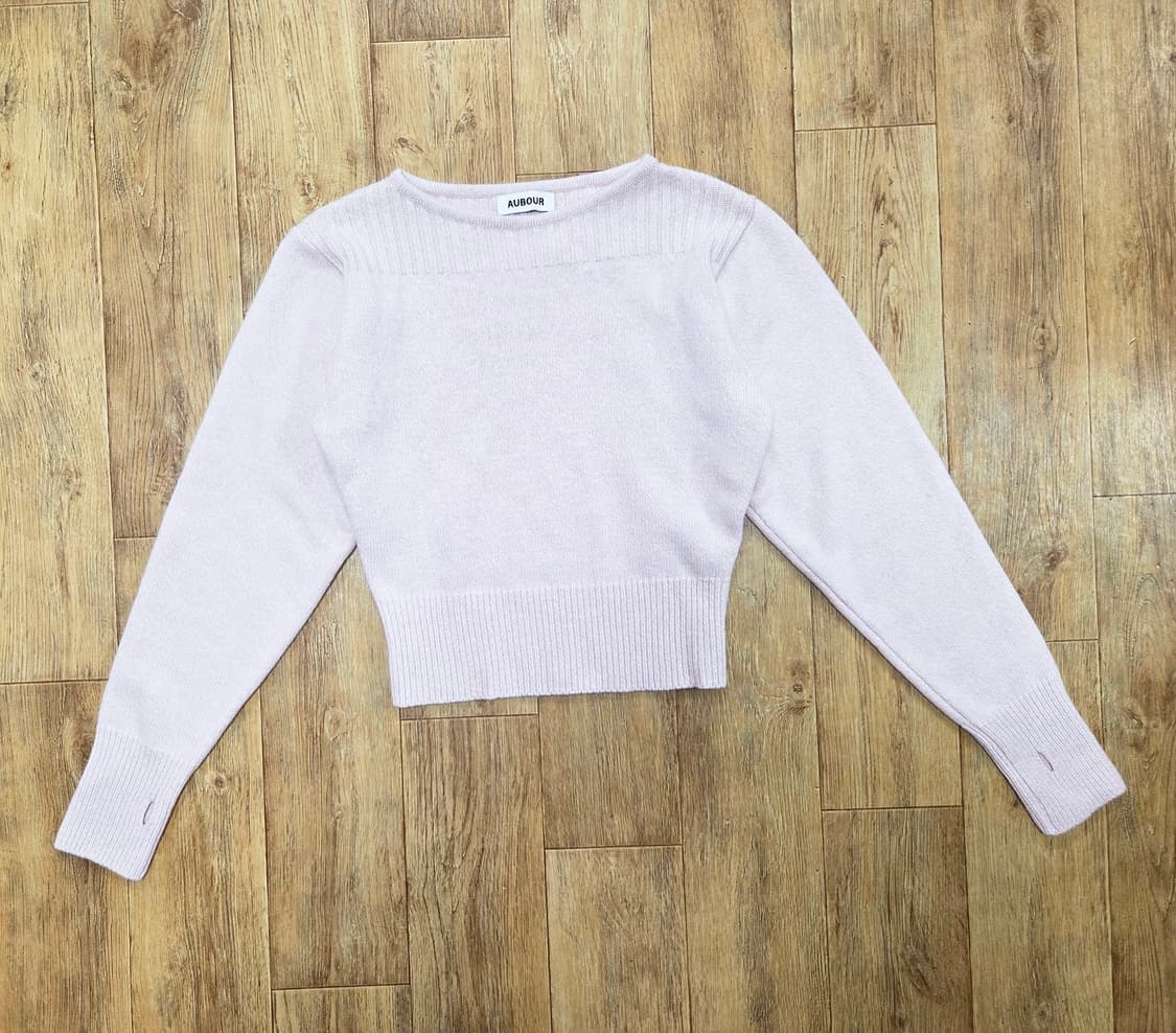 아우브아워(AUBOUR) 슈퍼메리노울 보우트넥 퍼프 라운드니트 55-66 상품이미지7