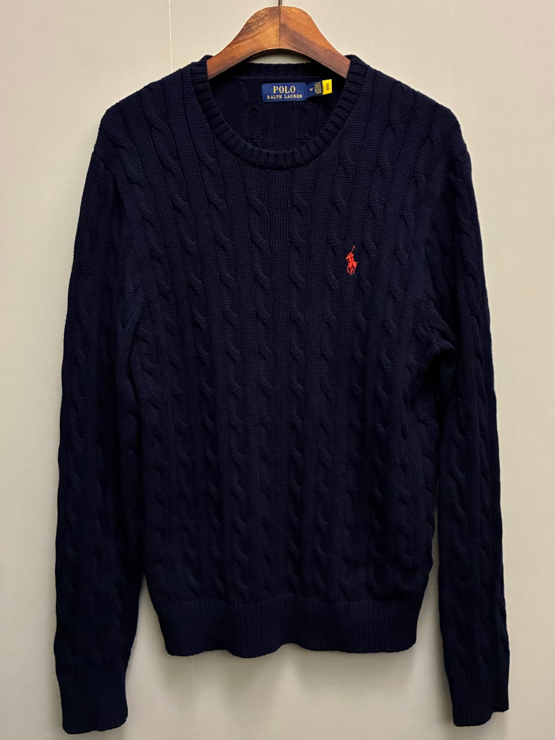(M/100)폴로랄프로렌 코튼 케이블 꽈배기 니트 네이비 폴로니트 상품이미지1
