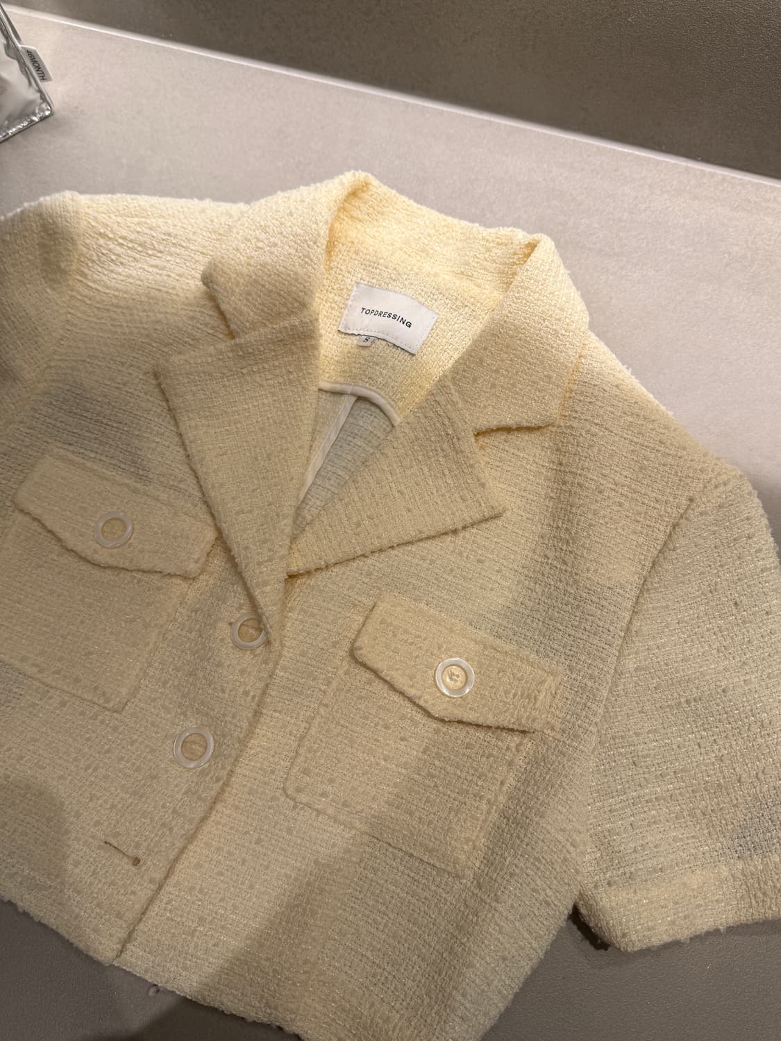 에이블리 탑드레싱 크롭 트위드 반팔자켓 상품이미지1