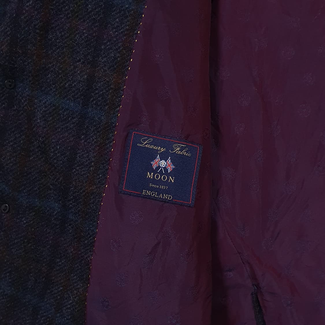 아브라함 문 해리스트위드 퓨어 뉴 울 싱글 금장 버튼 체크 블레이저 자켓 상품이미지7