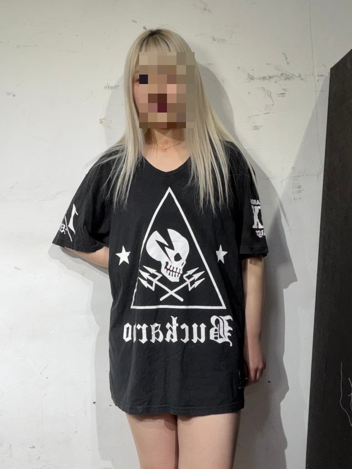 버카루 해골 프린팅 펑크 락티 반팔 티셔츠 L 상품이미지3