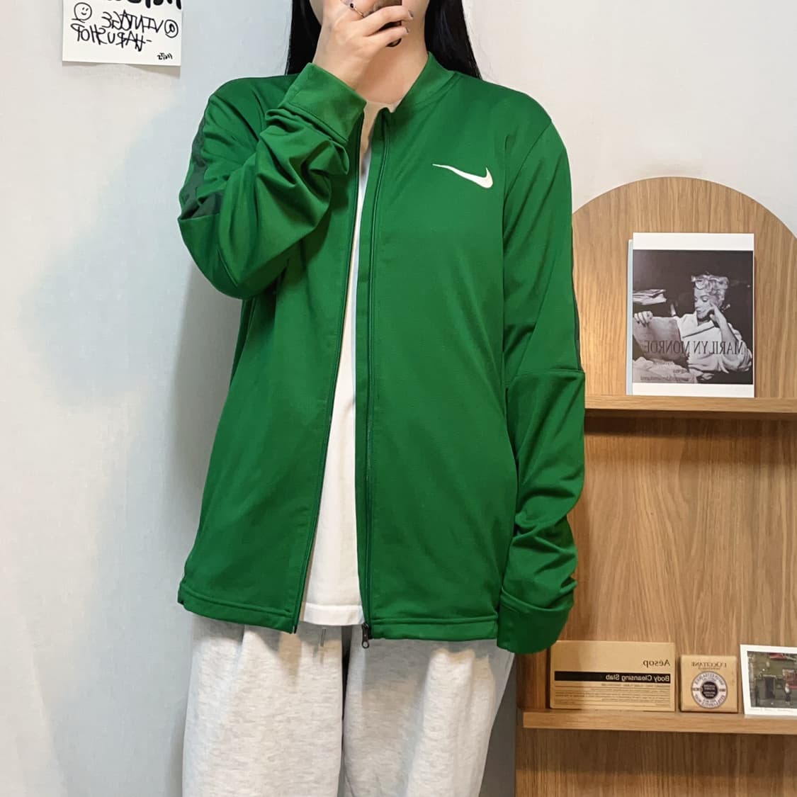 [정품] 나이키 그린 화이트스우시 져지 집업 [ L ] 상품이미지2