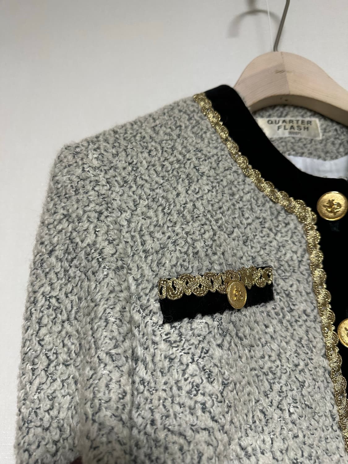 일본빈티지 벨벳트림 크롭 복고풍자켓 상품이미지4