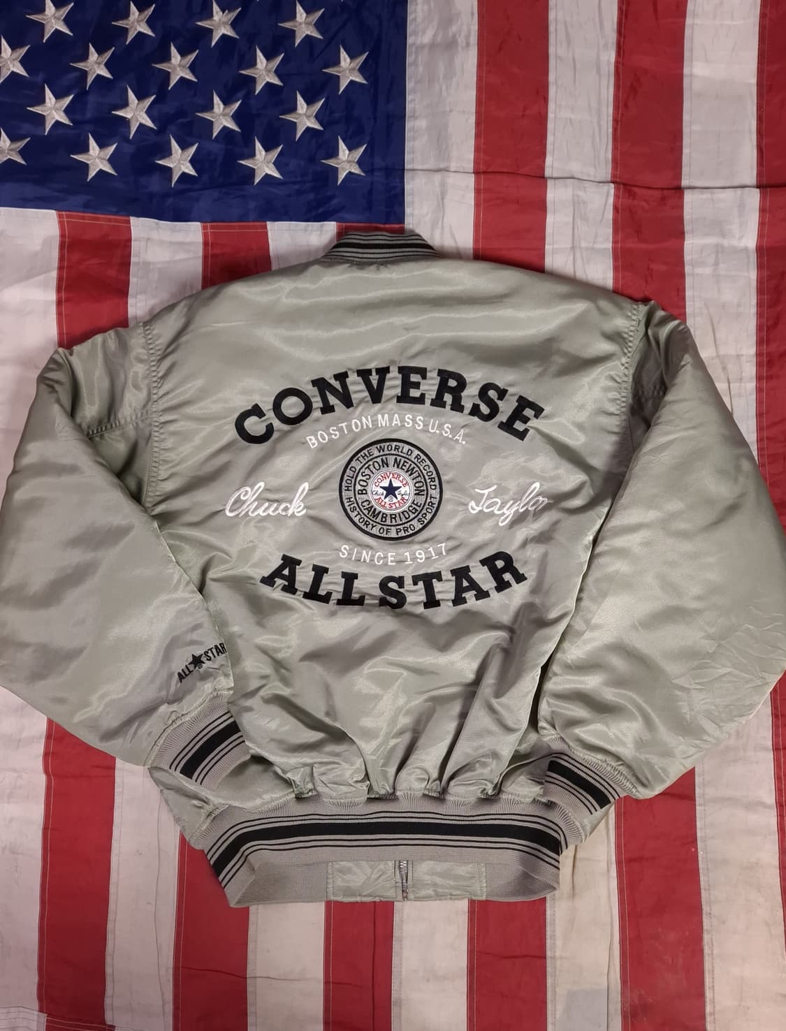 오리지날 80's 일본판 컨버스 빅로고 실버그래이 바시티자켓 상품이미지1