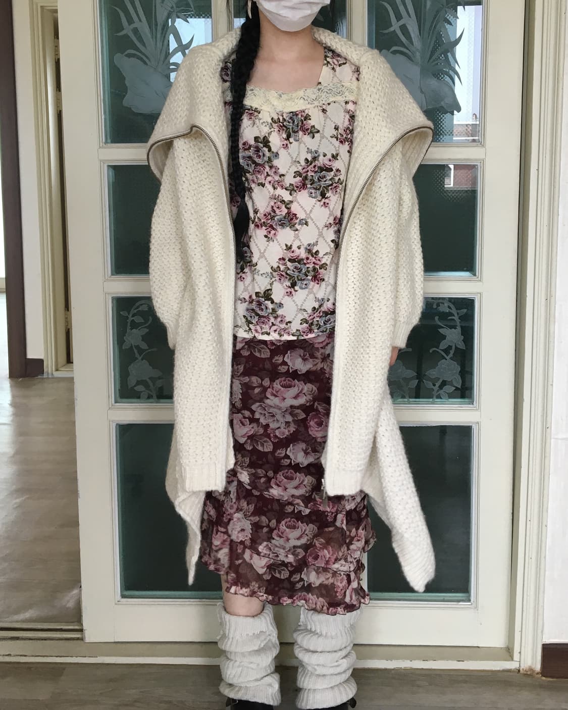 Heavy wool high neck unbalanced knit zip 상품이미지5