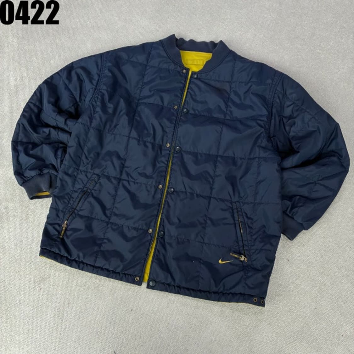 나이키 네이비/옐로우 컬러 퀄팅 패딩 자켓 100 상품이미지2
