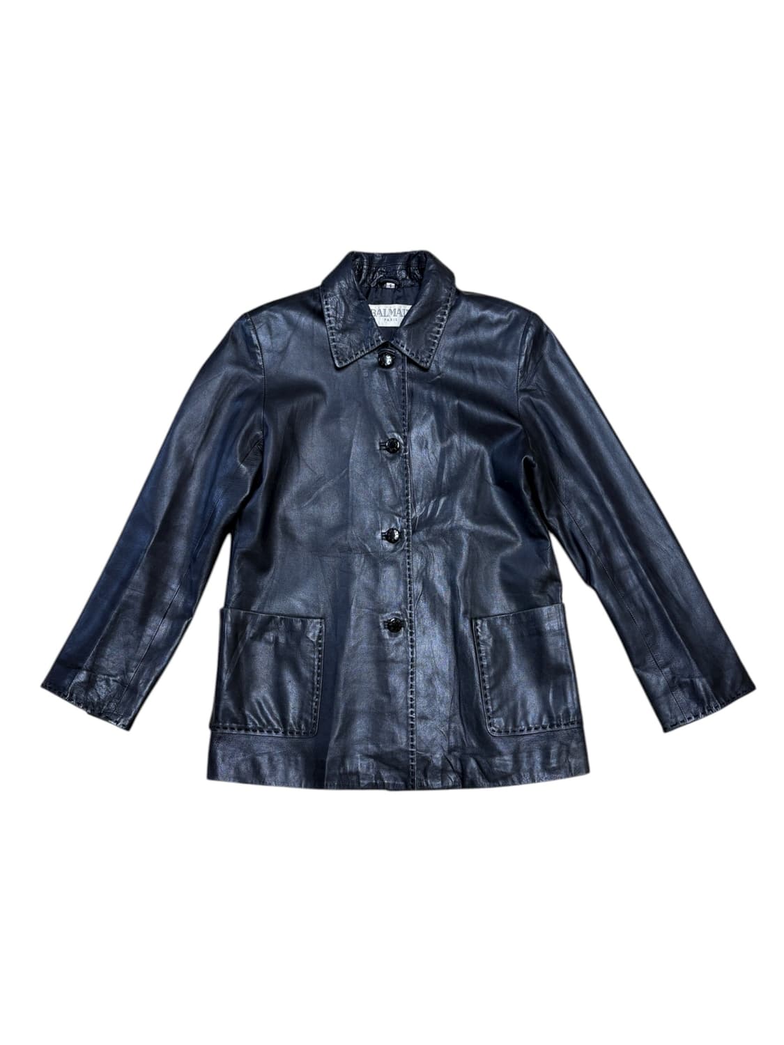 90's balmain leather stitch jacket 상품이미지1