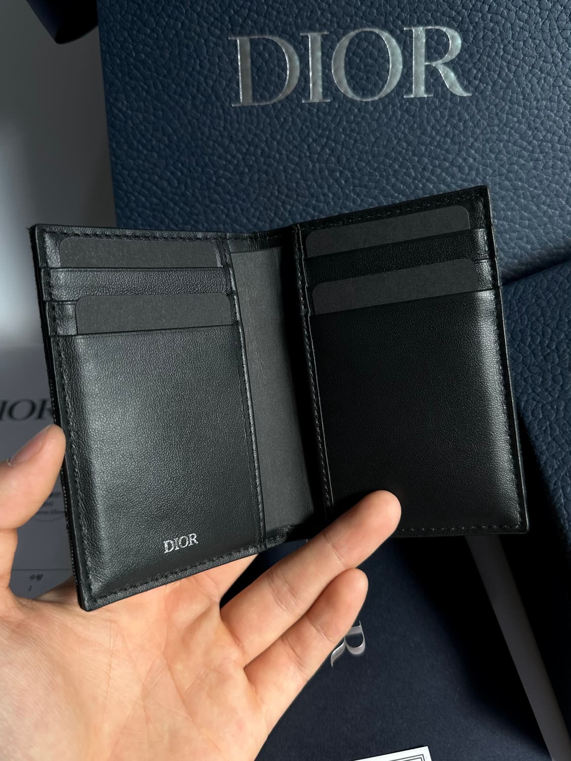 [새상품급/풀박스] 디올 오블리크 자카드 2단 카드지갑 블랙 상품이미지4