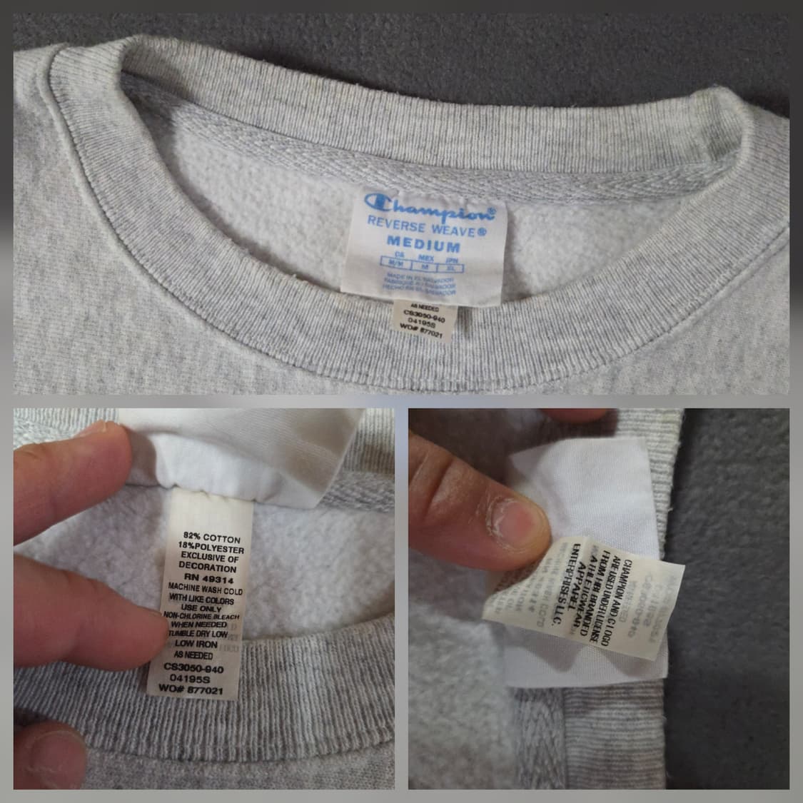 00s 챔피온 리버스위브 콜롬비아 맨투맨 스웨트셔츠 M 멜란지그레이 상품이미지6