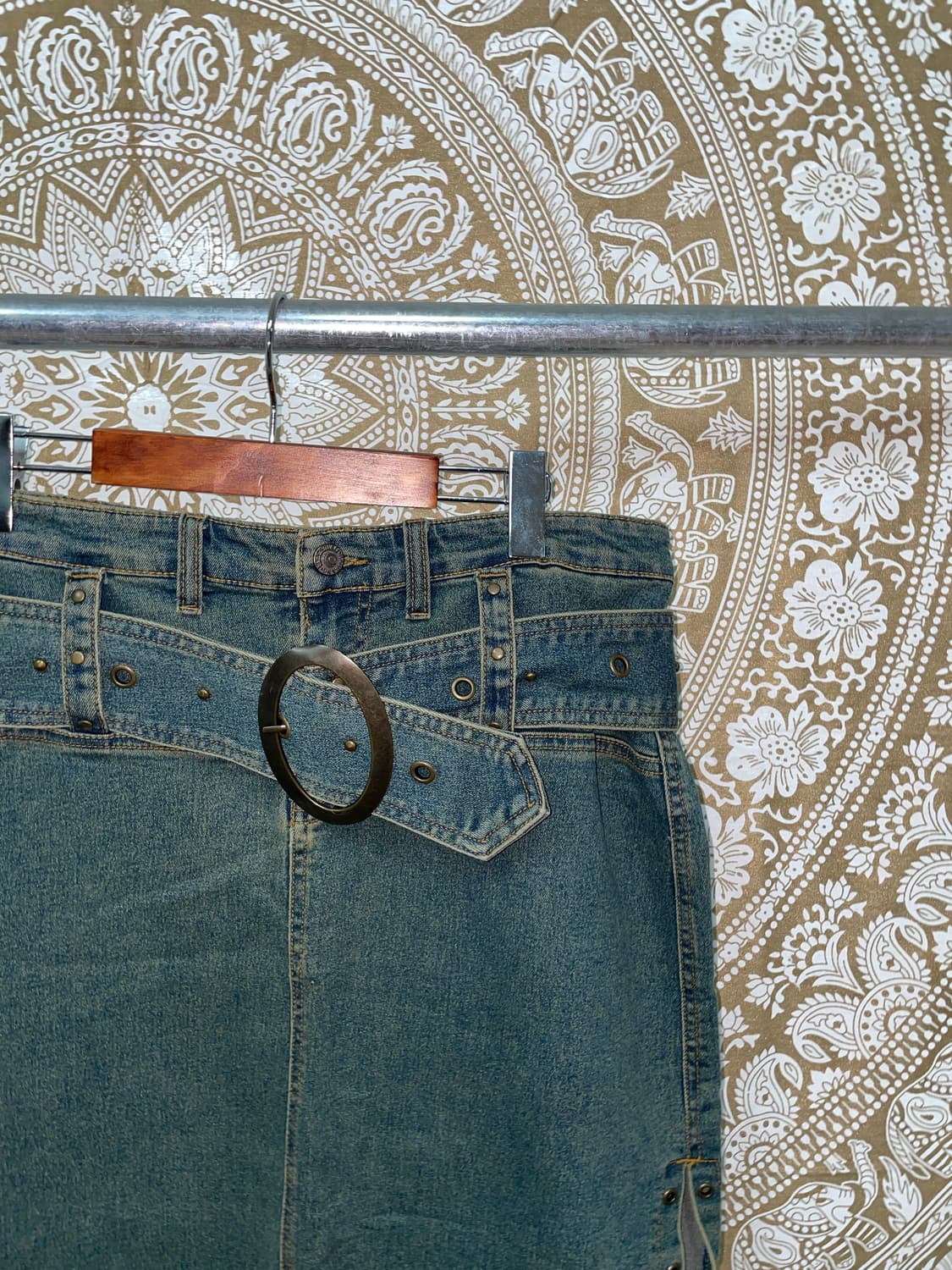 빈티지 여성 벨티드 데님 스커트  상품이미지4