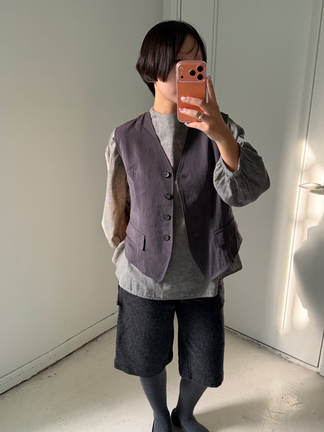 일본빈티지 차콜그레이 베스트  상품이미지1