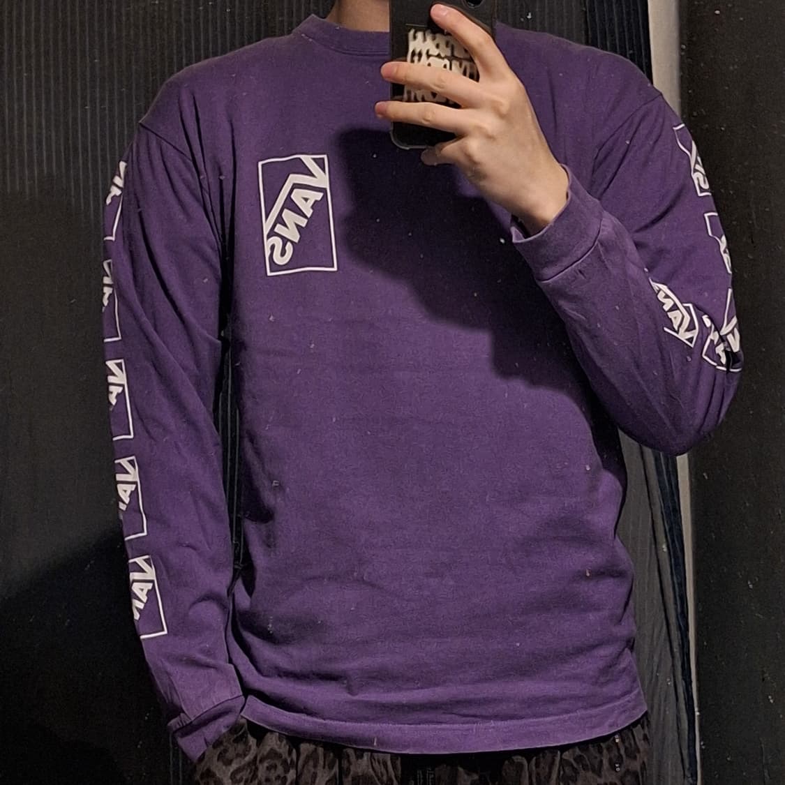 반스 피그먼트 퍼플 화이트 멀티로고 스케이트보드 긴팔 티셔츠 롱슬리브 M 상품이미지1
