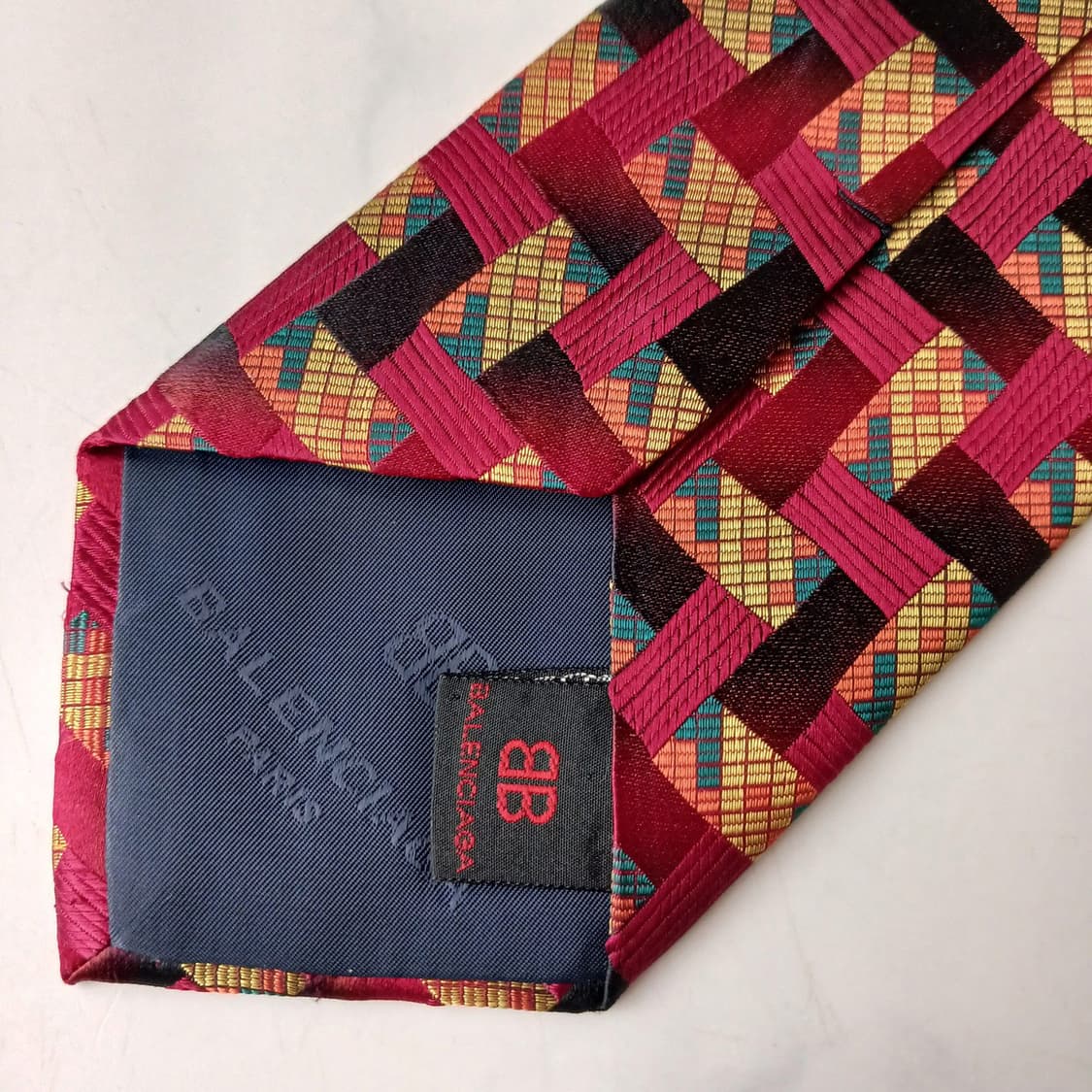 발렌시아가 실크 레드 기하 패턴 넥타이 9.5cm A+등급 E726 상품이미지7