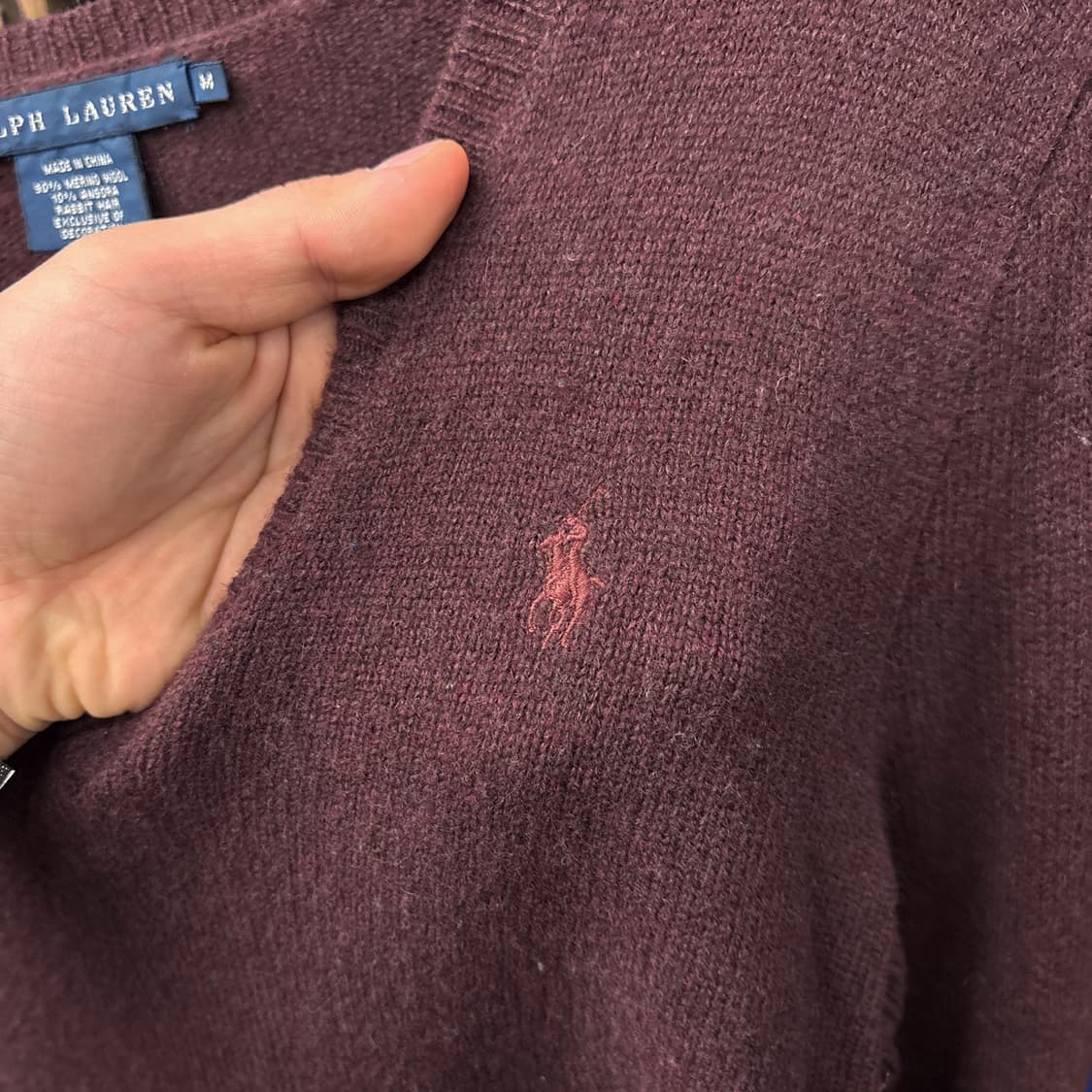 랄프로렌 브이넥 메리노울 앙고라 혼방 울 스웨터 래빗헤어 N317 상품이미지4