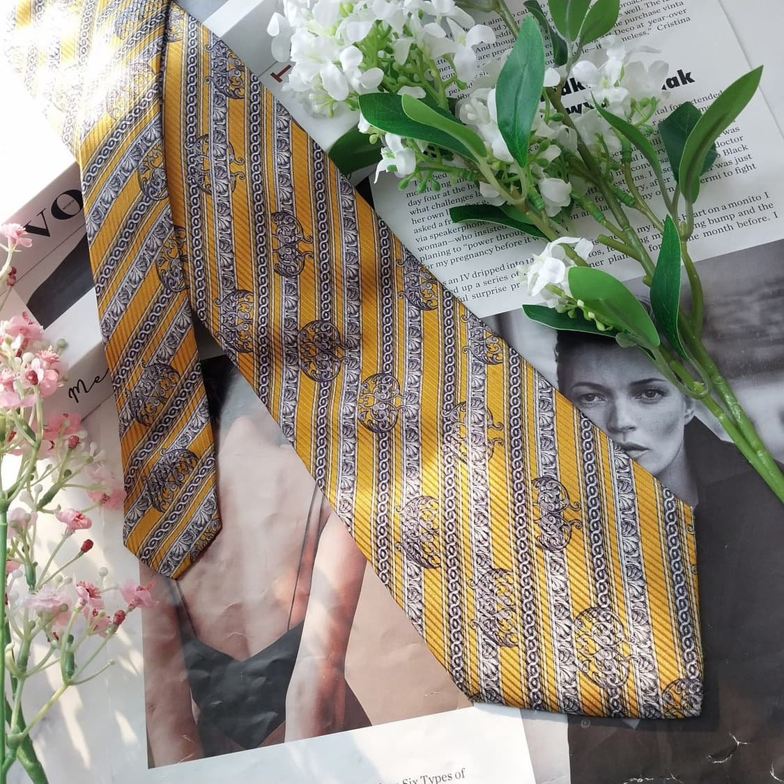 프린치피오 실크 옐로우 레지멘탈 넥타이 10.2cm A+등급 K1705
 상품이미지4