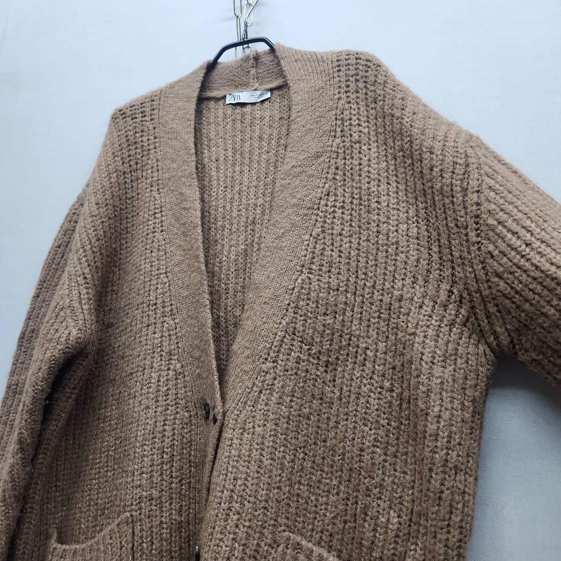 자라 ZARA 브라운 오버핏 니트 가디건 M(2XL) 상품이미지3