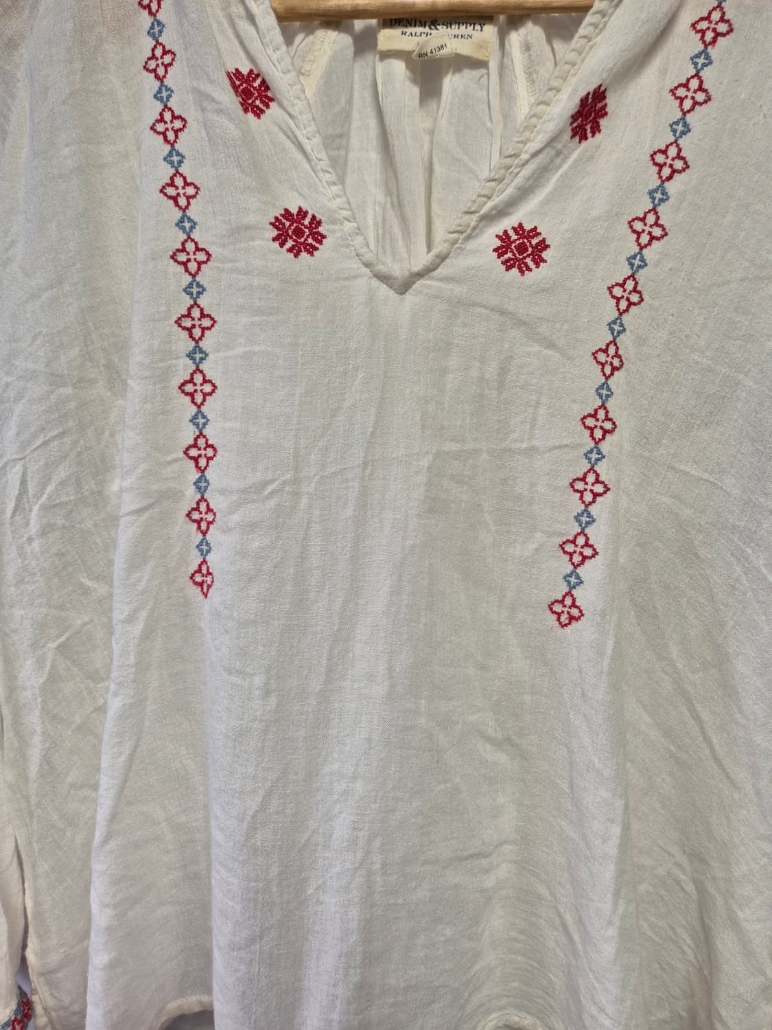 데님앤서플라이 랄프로렌 아이보리 자수 블라우스 XS사이즈 상품이미지7