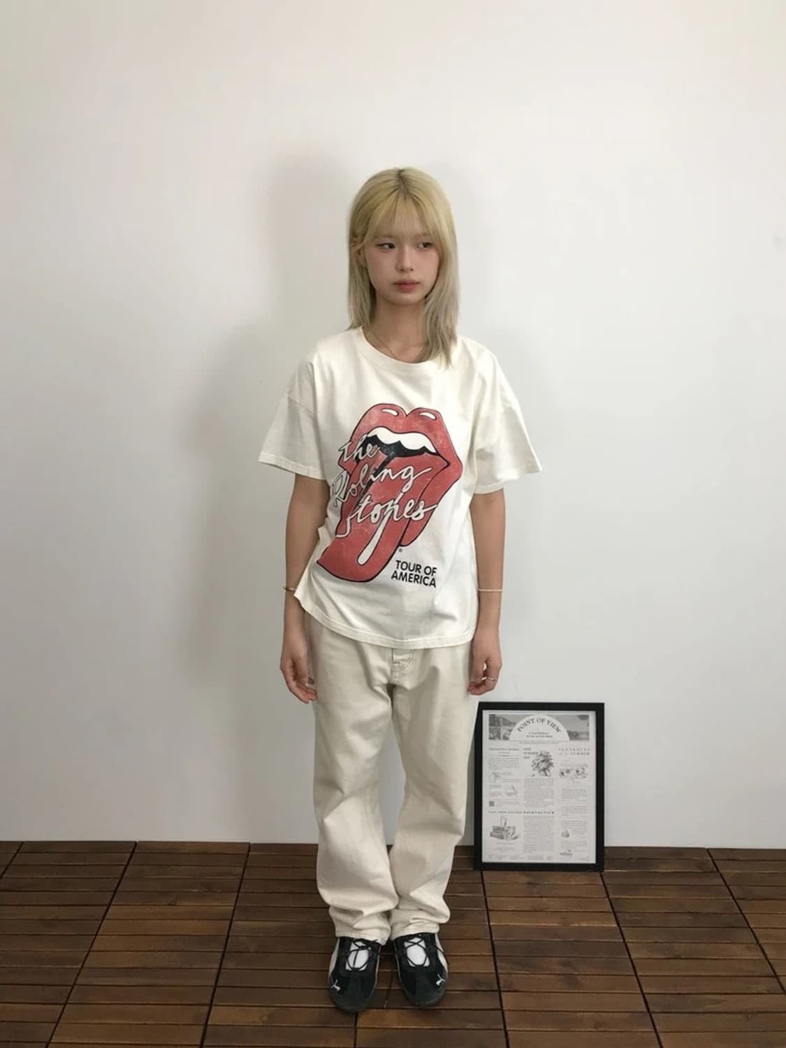 H&M Rolling Stones Tour Tee Cream 상품이미지1