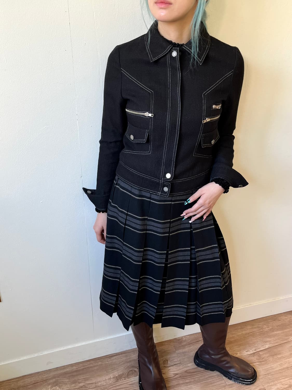 DONNA SUI 스티치 바이커 자켓 상품이미지5